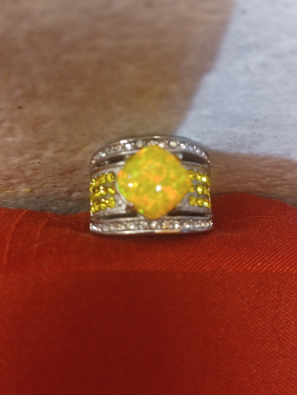 Yellow Lab Created Opal Statement Ring - Women Jewelry